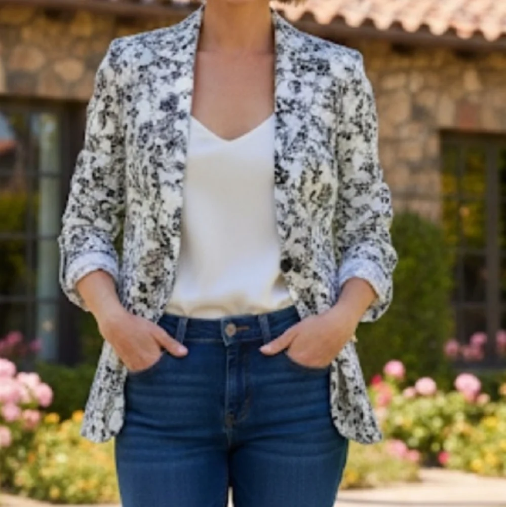 Joie 100% Linen Botanical Print Blazer Medium New with Tags - Picture 2 of 8
